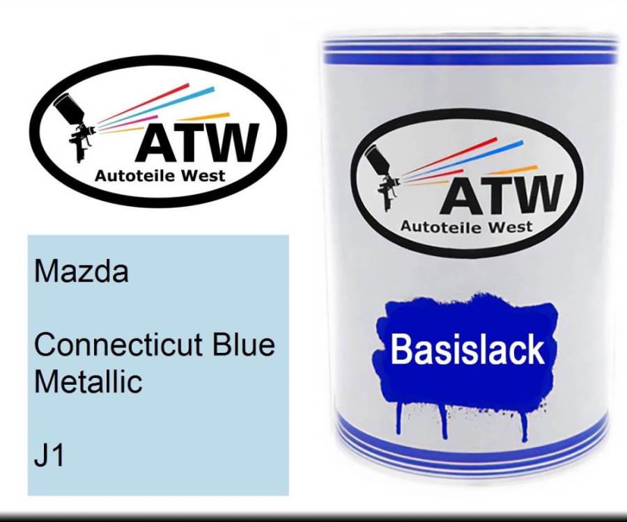 Mazda, Connecticut Blue Metallic, J1: 500ml Lackdose, von ATW Autoteile West.